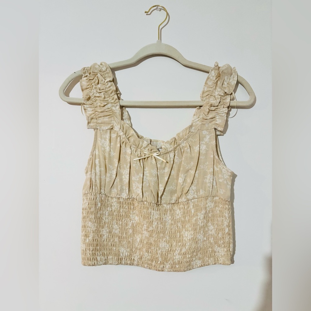 Love Tree Cream Ruffled Blouse